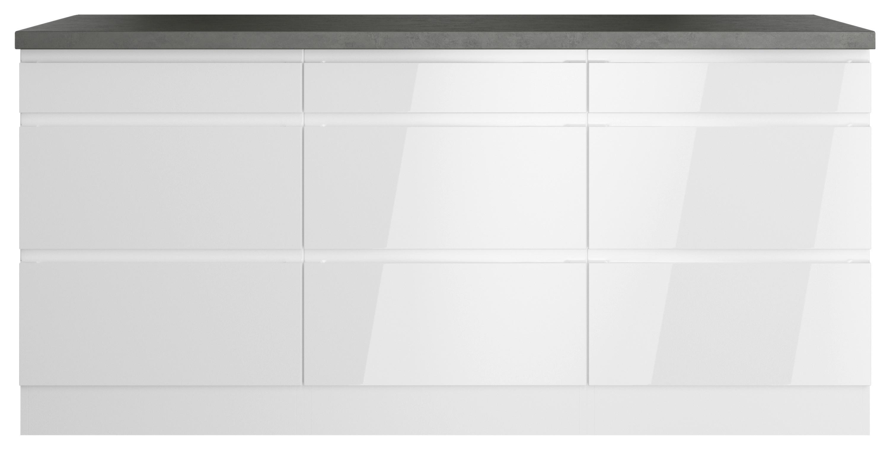 Küchenunterschrank Monza 180 cm Weiß/Grau - Weiß Hochglanz/Weiß, LIFESTYLE, Holzwerkstoff (180/86/60cm) - Held