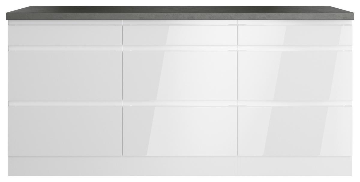Küchenunterschrank Monza 180 Cm Weiß/grau - Weiß Hochglanz/Weiß, LIFESTYLE, Holzwerkstoff (180/86/60cm) - Held