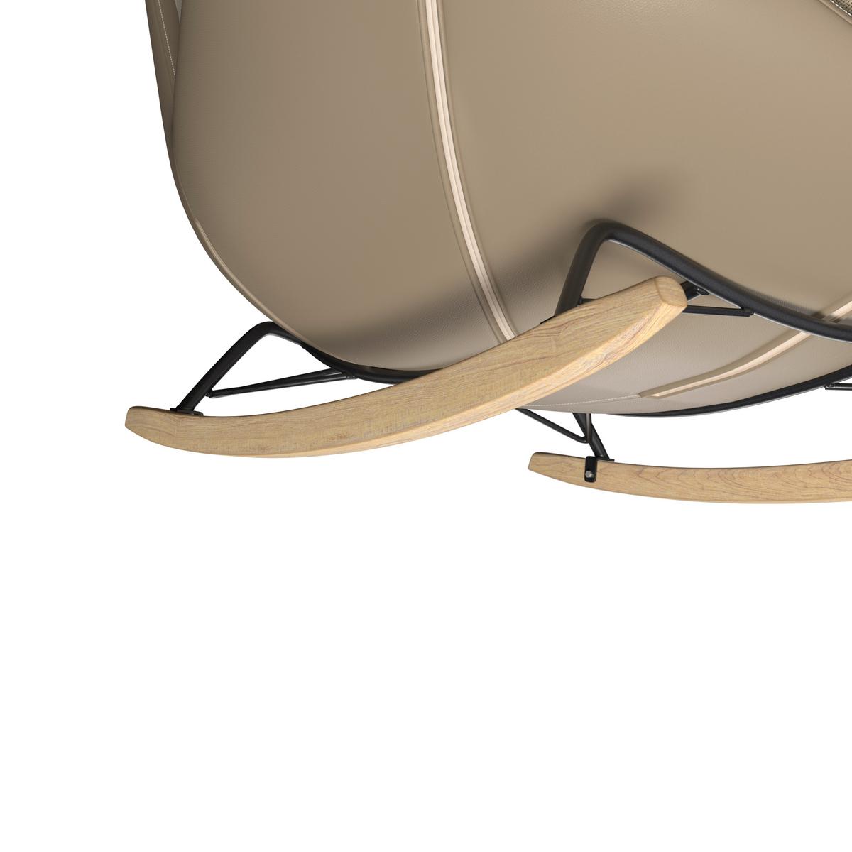 Houpací křeslo ELEA, béžová, max. 140 kg - černá/přírodní barvy, Moderní, kov/dřevo (103/79/109cm) - Bessagi Home