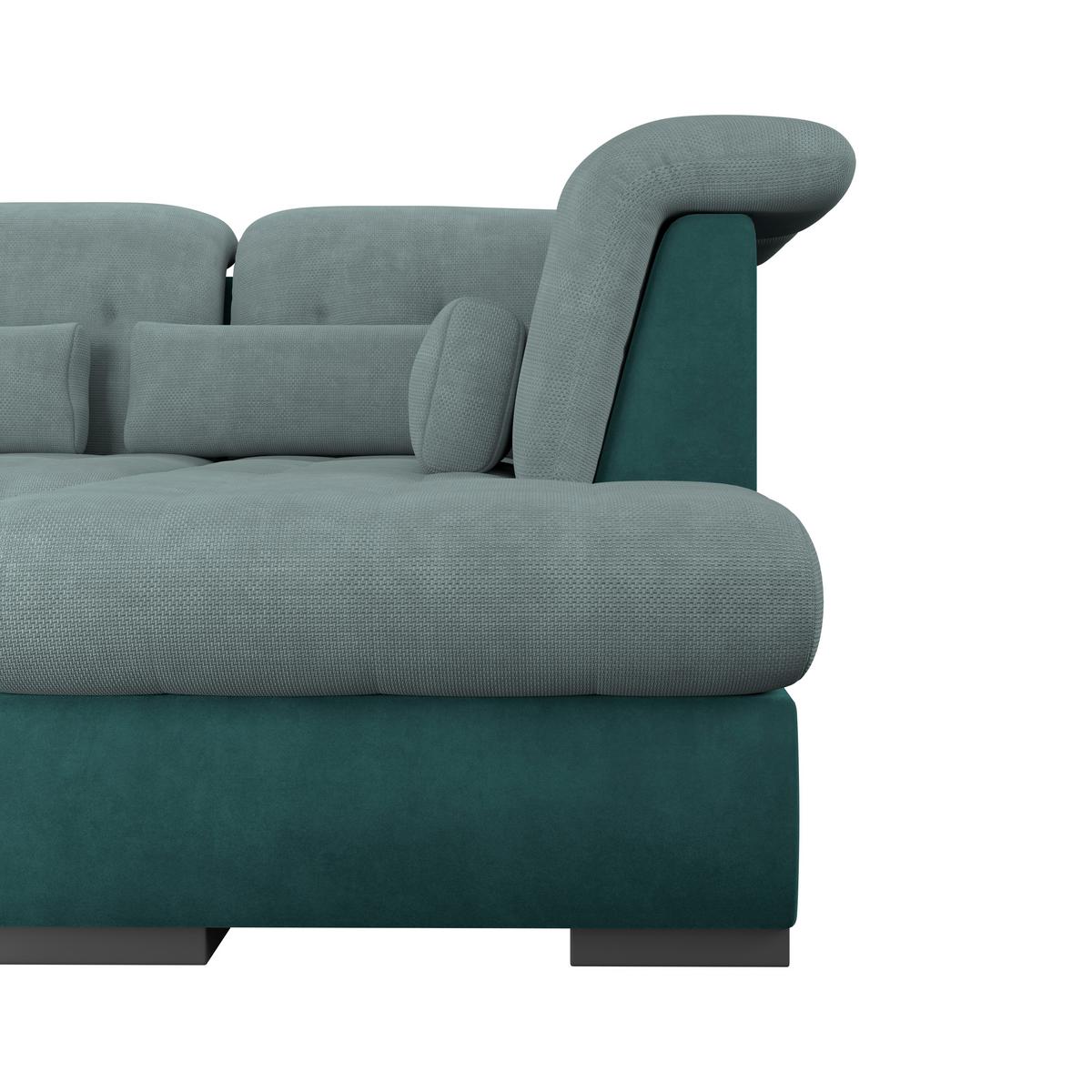 Wohnlandschaft Madera Grün, S: 358x212 cm - Türkis/Schwarz, KONVENTIONELL, Kunststoff/Textil (190/358/212cm)
