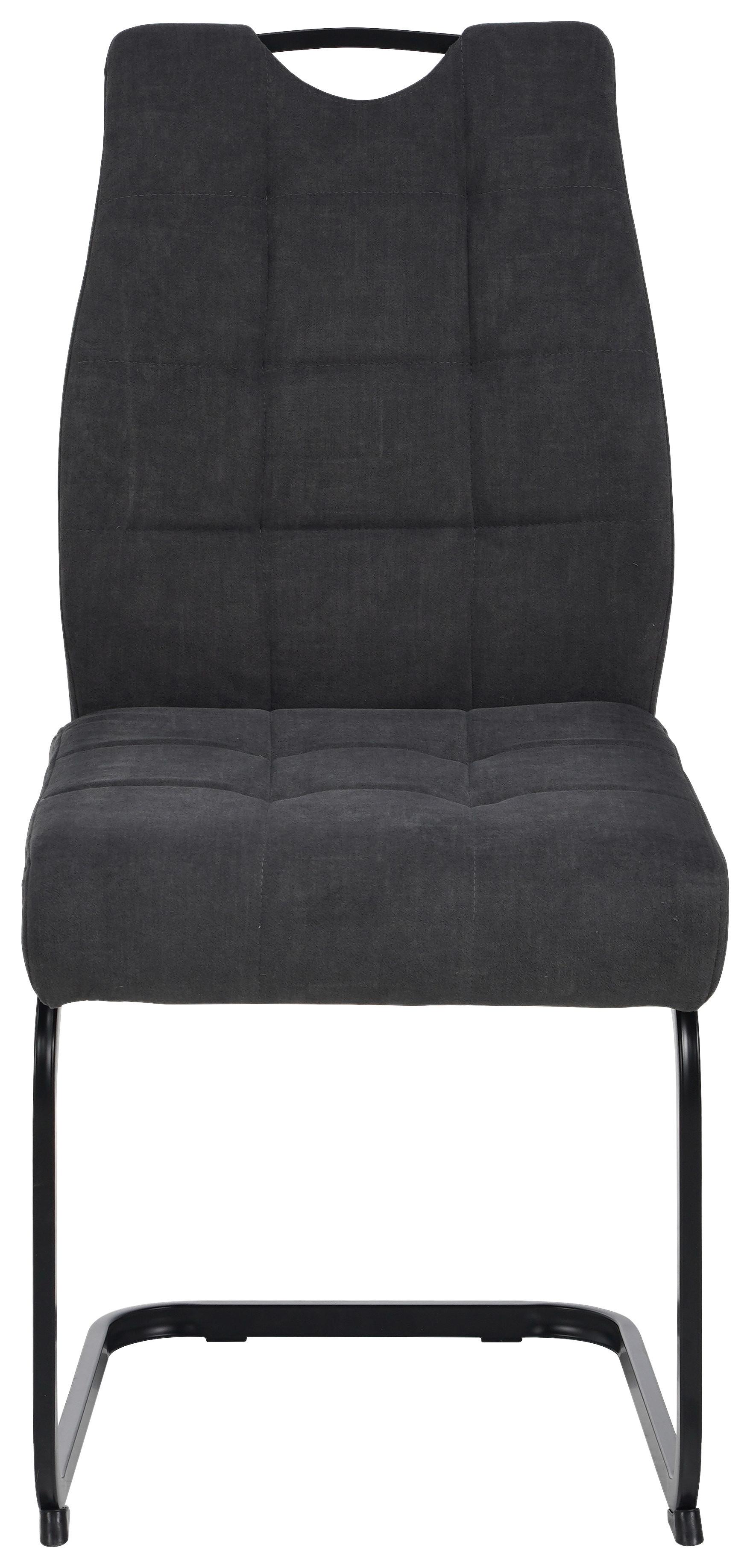 Schwingstuhl Felice Webstoff Grau, B: 46 cm - Schwarz/Grau, KONVENTIONELL, Textil/Metall (46/96/61,5cm) - MID.YOU