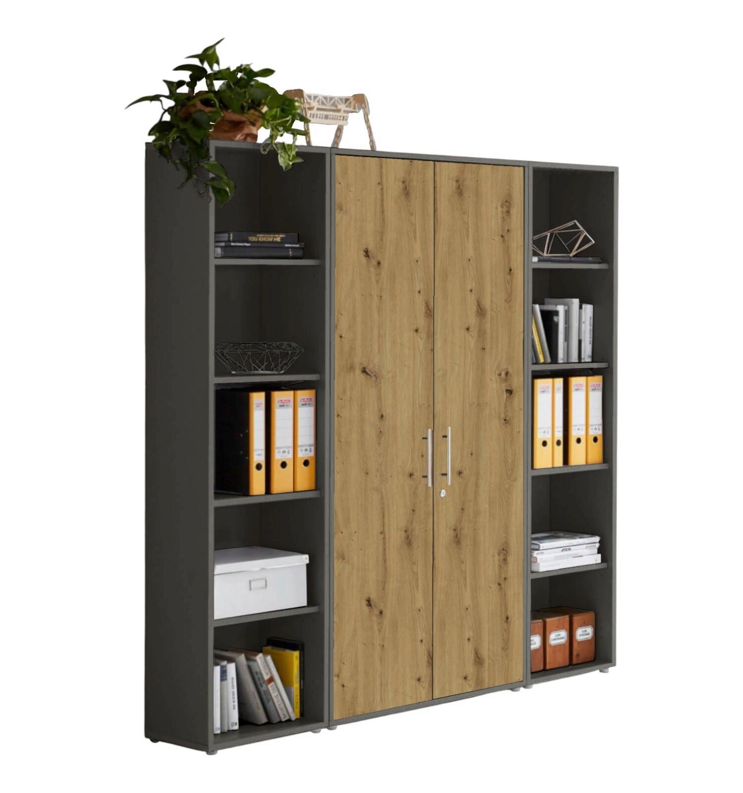 AKTENSCHRANK OFFICE EDITION - SW SET 3 - Anthrazit/Eiche Artisan, MODERN, Holzwerkstoff (172,6/185,6/33cm) - MID.YOU