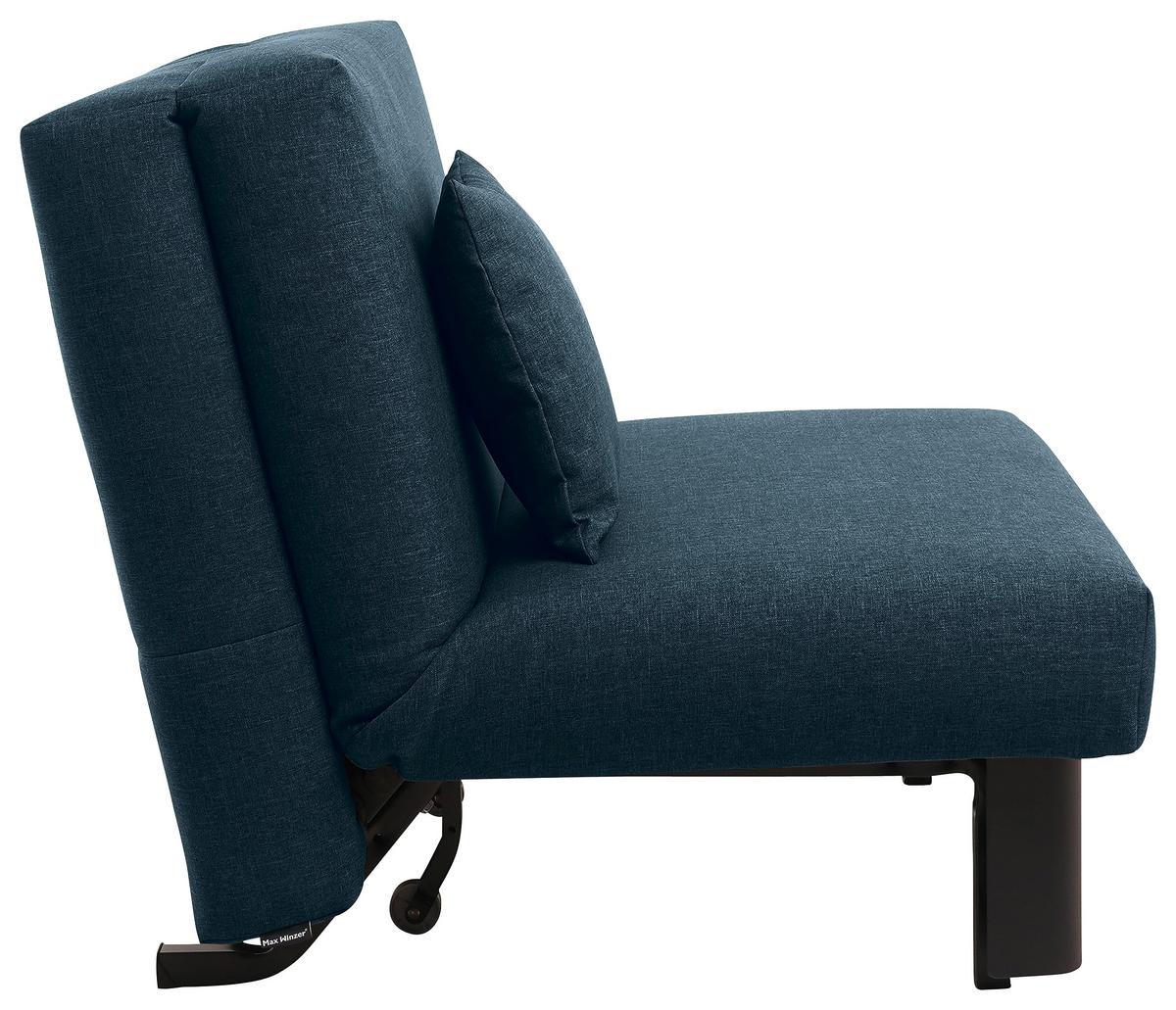 Schlafsessel Columbus Dunkelblau inkl. Zierkissen - Schwarz/Dunkelblau, Design, Textil (85/85/100cm) - Max Winzer