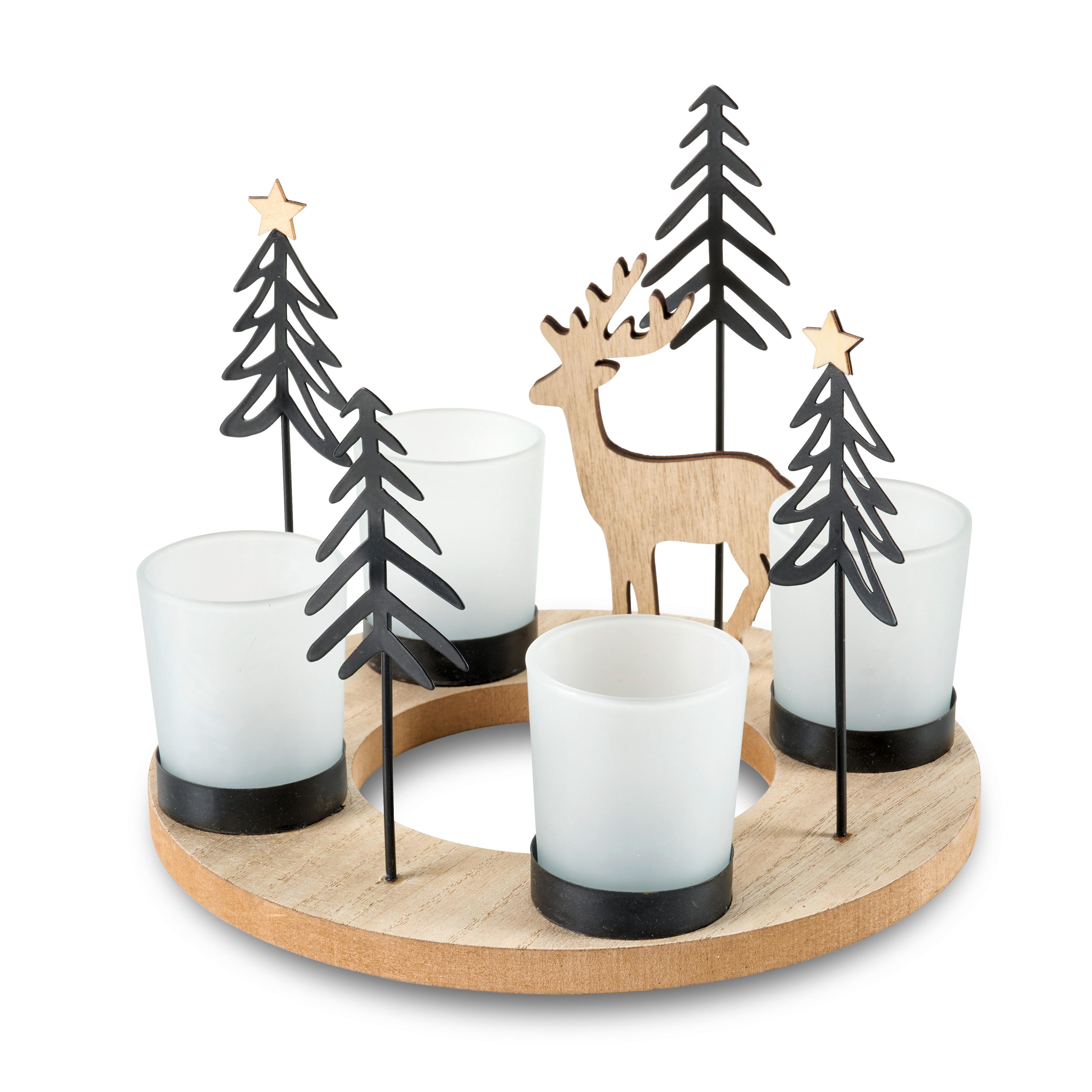 Gyertyatartó Krisi - natúr színű/fekete, Konventionell, Üveg/fa (22,5/18cm) - Luca Bessoni