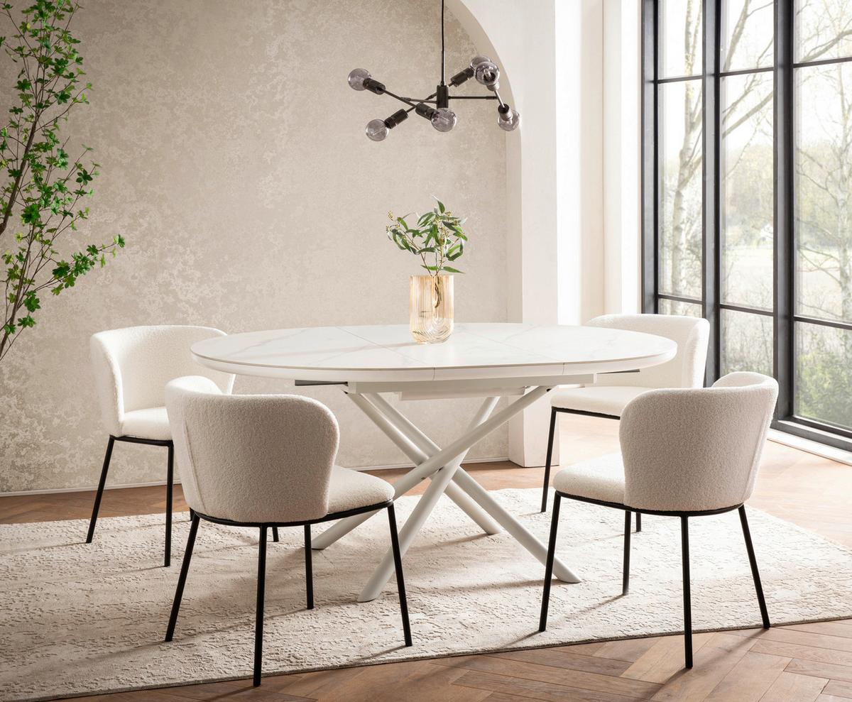 Stuhl-Set Weiß B: 54,5 cm - Schwarz/Weiß, MODERN, Textil/Metall (54,5/76/59cm) - Livetastic