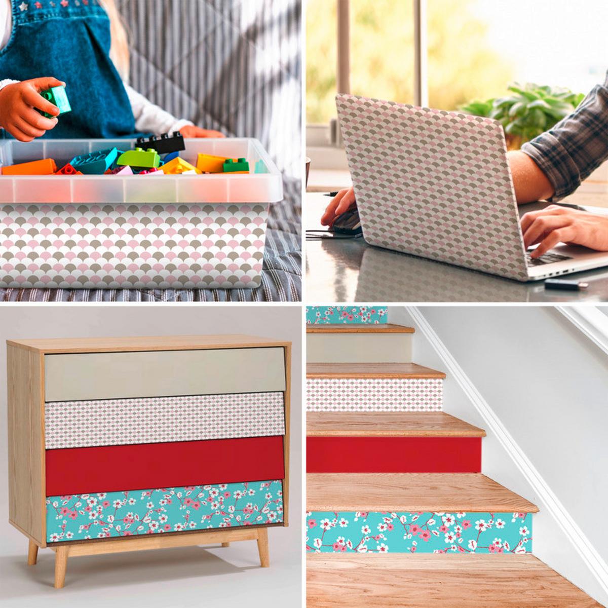 Klebefolie Multicolor Flakes 45x200 Cm - Multicolor/Rosa, Basics (45/200cm)