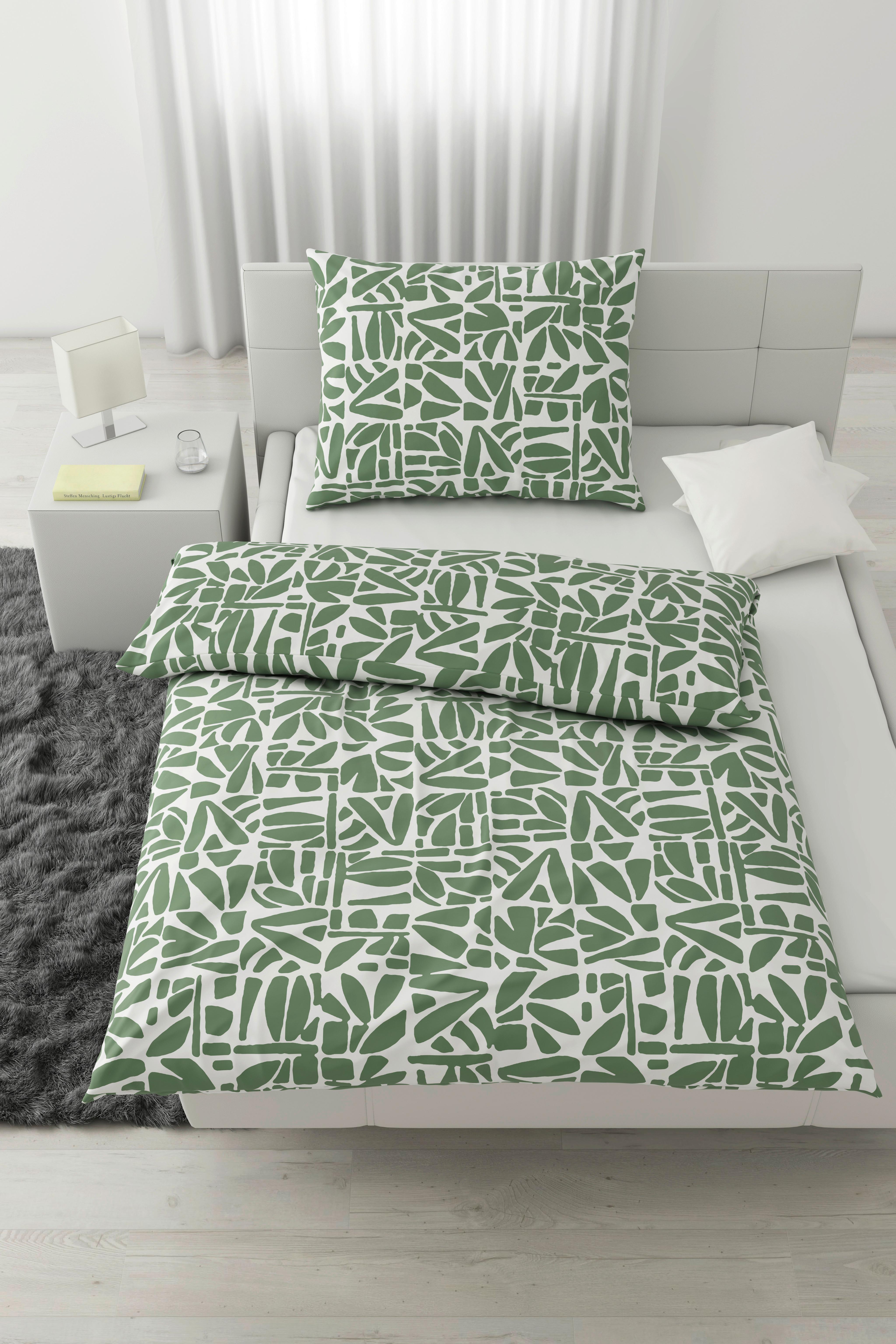 Povlečení Britta, 70/90 140/200cm - bílá/zelená, Moderní, textil (140/200cm) - Mömax