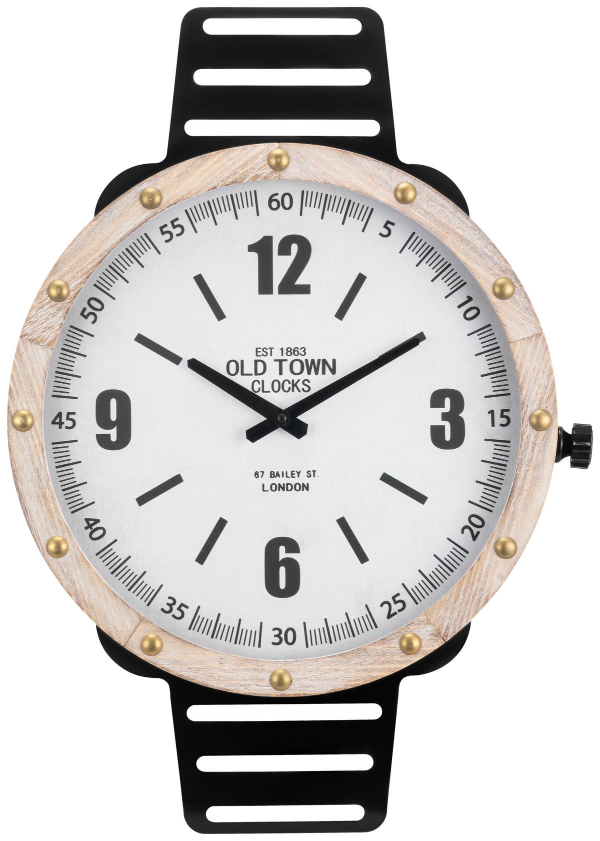 Wanduhr Jelena - Schwarz/Naturfarben, KONVENTIONELL, Holzwerkstoff/Metall (48/68/6cm) - James Wood