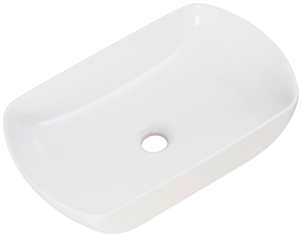 Aufsatzwaschbecken New York BxHxT: 50x12,5x31,5 cm Weiß - Weiß, MODERN, Keramik (50/12,5/31,5cm) - MID.YOU