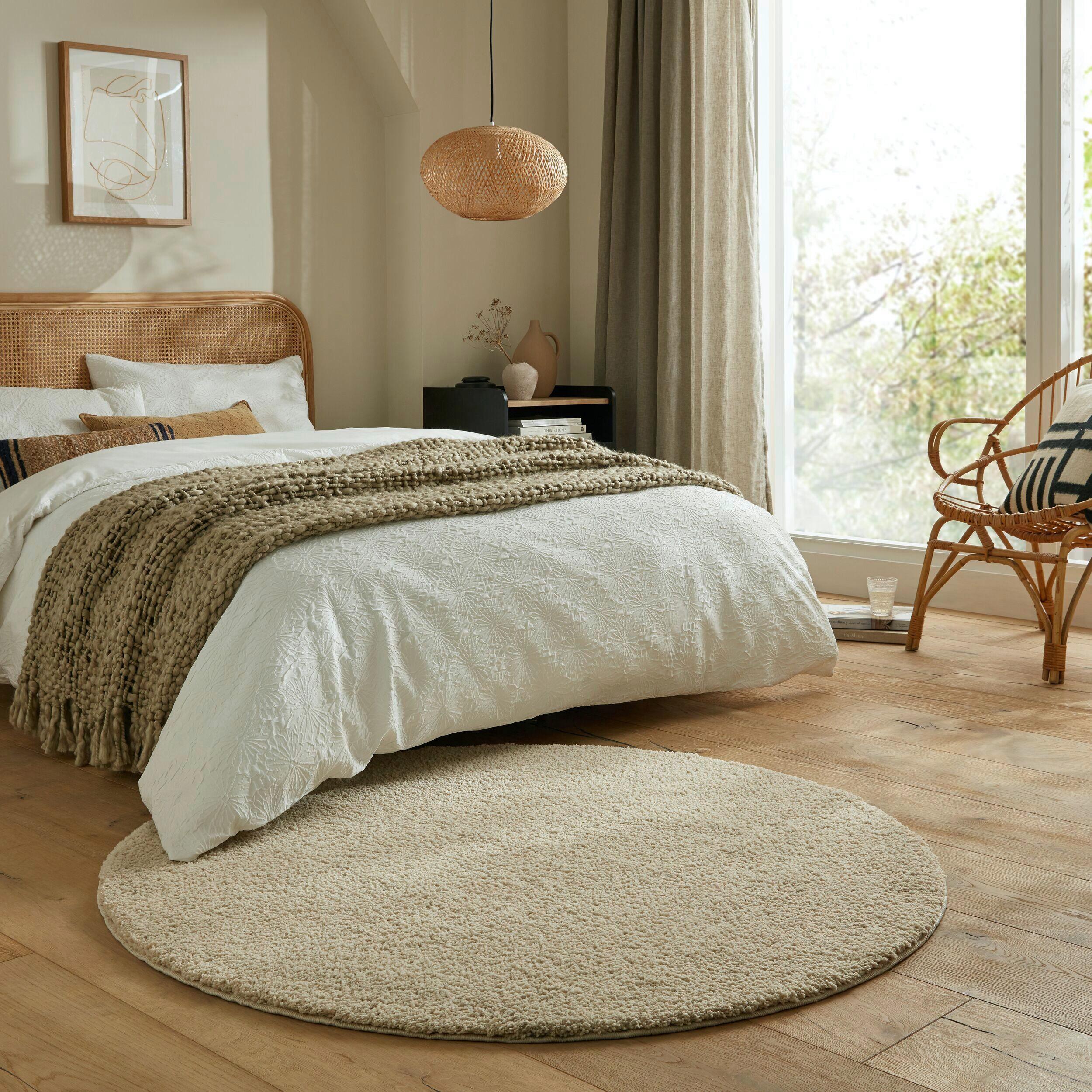 Shaggy Waschbarer Rund Beige 180x180 - Beige, Basics, Textil (180/180cm)
