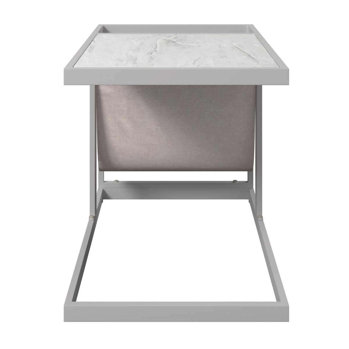 Beistelltisch Palma - Grauweiß/Weiß, MODERN, Glas/Textil (65/55/48cm) - Beldano