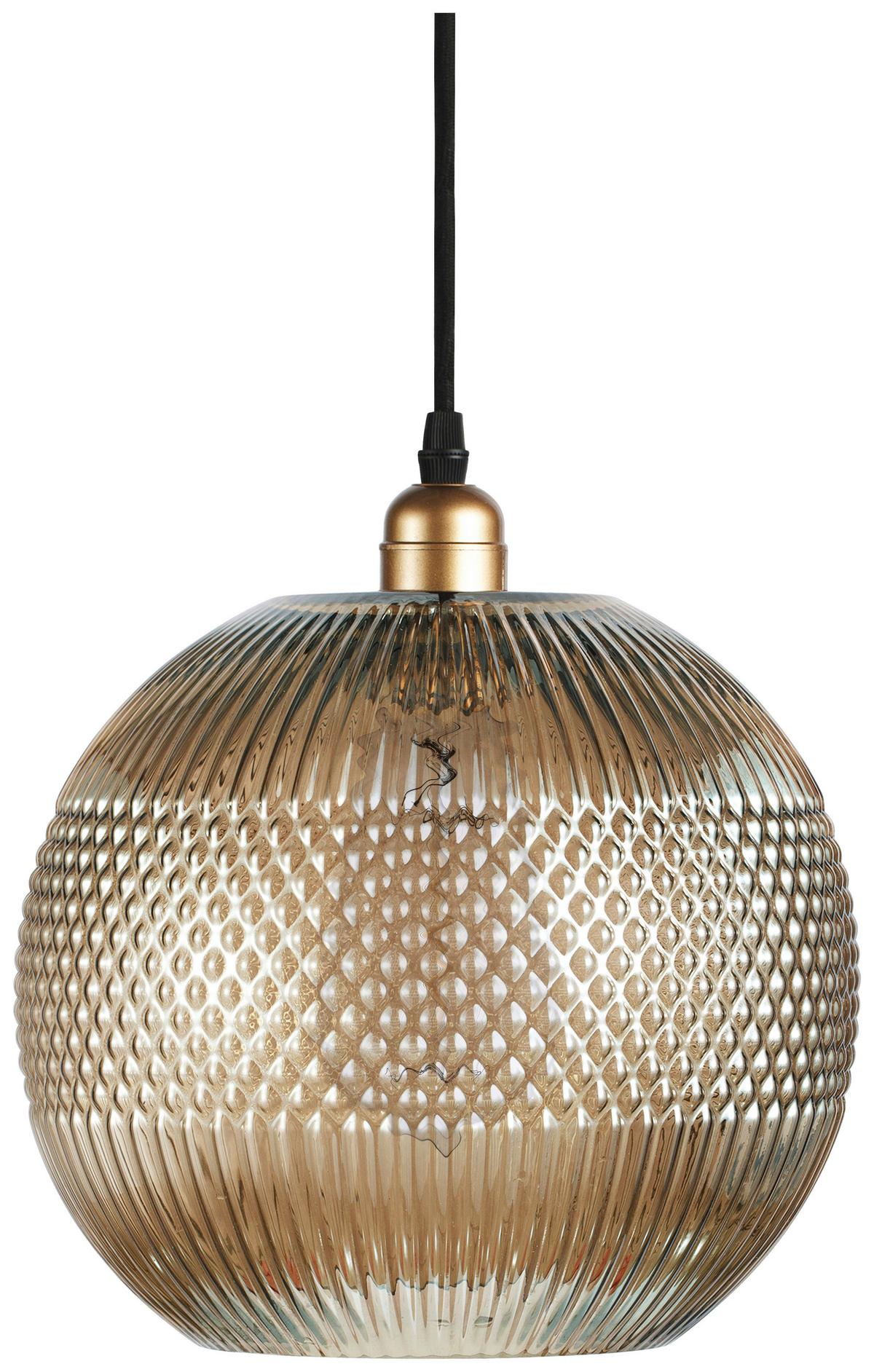 Hängeleuchte Neptun Gold B: 25 cm - Goldfarben/Grau, Basics, Glas (25/25/26cm) - Kayoom
