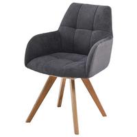 Armlehnstuhl  Elke Anthrazit Eiche Massiv, drehbar. B: 61cm - Anthrazit/Naturfarben, KONVENTIONELL, Holz (61/88/66,5cm)