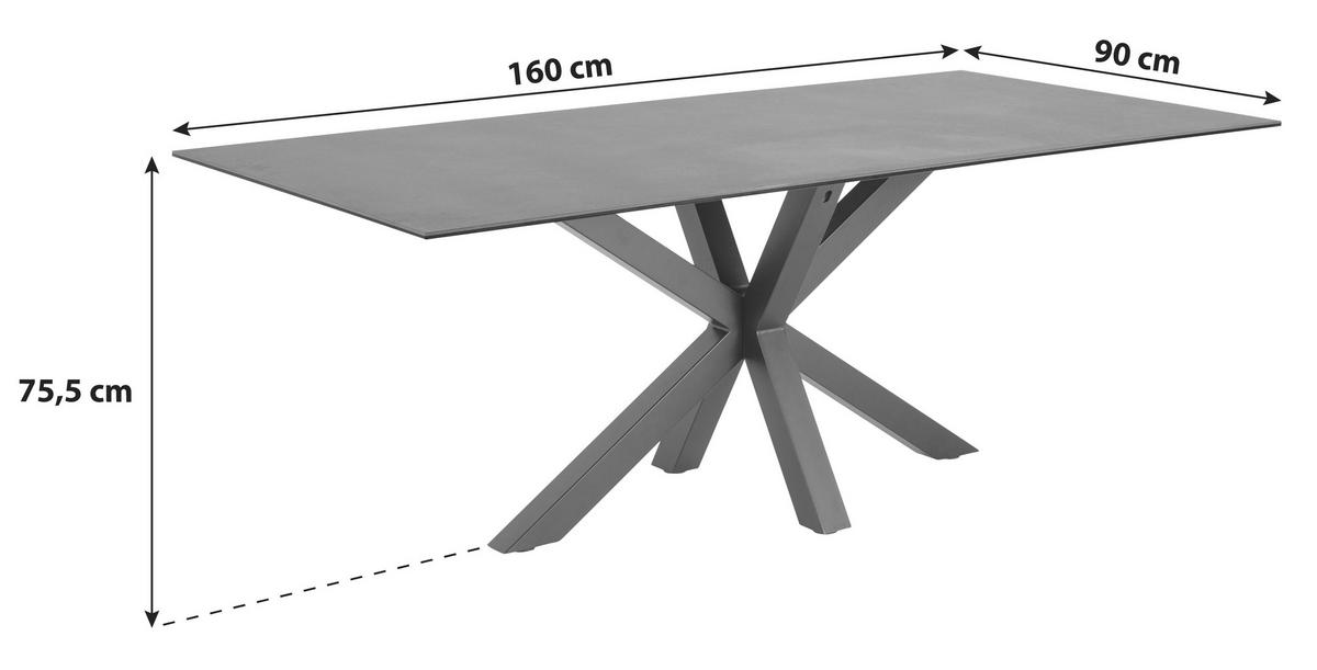 Esstisch Heaven 160x90 Cm Schwarz - Schwarz, KONVENTIONELL, Keramik/Metall (160/90/75,5cm) - Livetastic