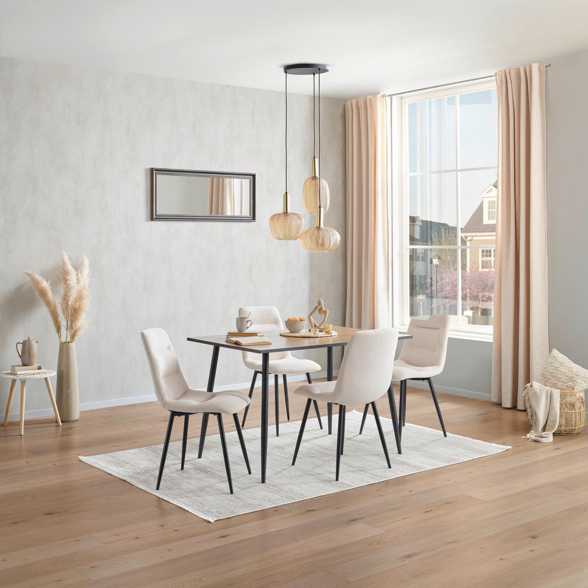 Esstisch Tom 120x76x80 Cm Naturfarben/schwarz - Schwarz/Naturfarben, KONVENTIONELL, Holzwerkstoff/Metall (120/76/80cm)