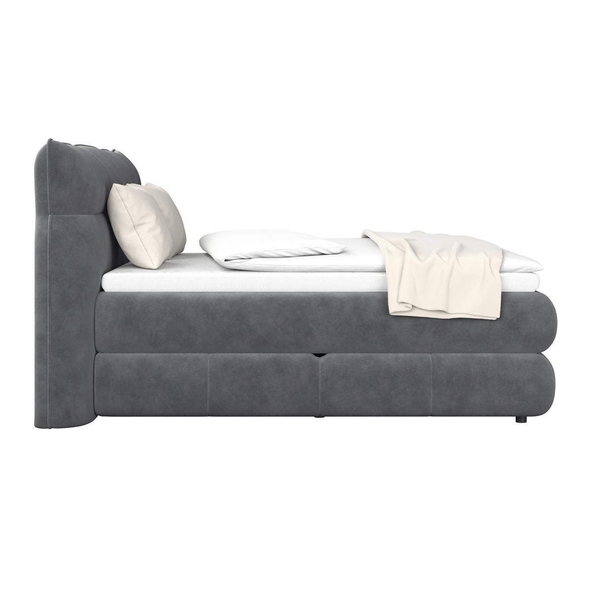 Boxspringbett Carmelo Anthrazit 140x200 cm H4 - Anthrazit/Schwarz, Trend, Textil (140/200cm)
