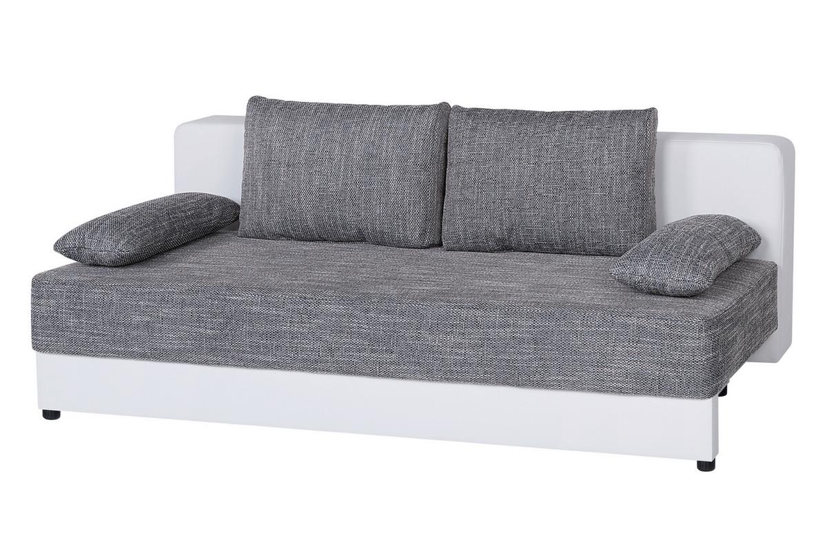 Schlafsofa mit Bettkasten Lucy Weiß/Grau - Schwarz/Weiß, Design, Holzwerkstoff/Textil (200/90/103cm) - P & B