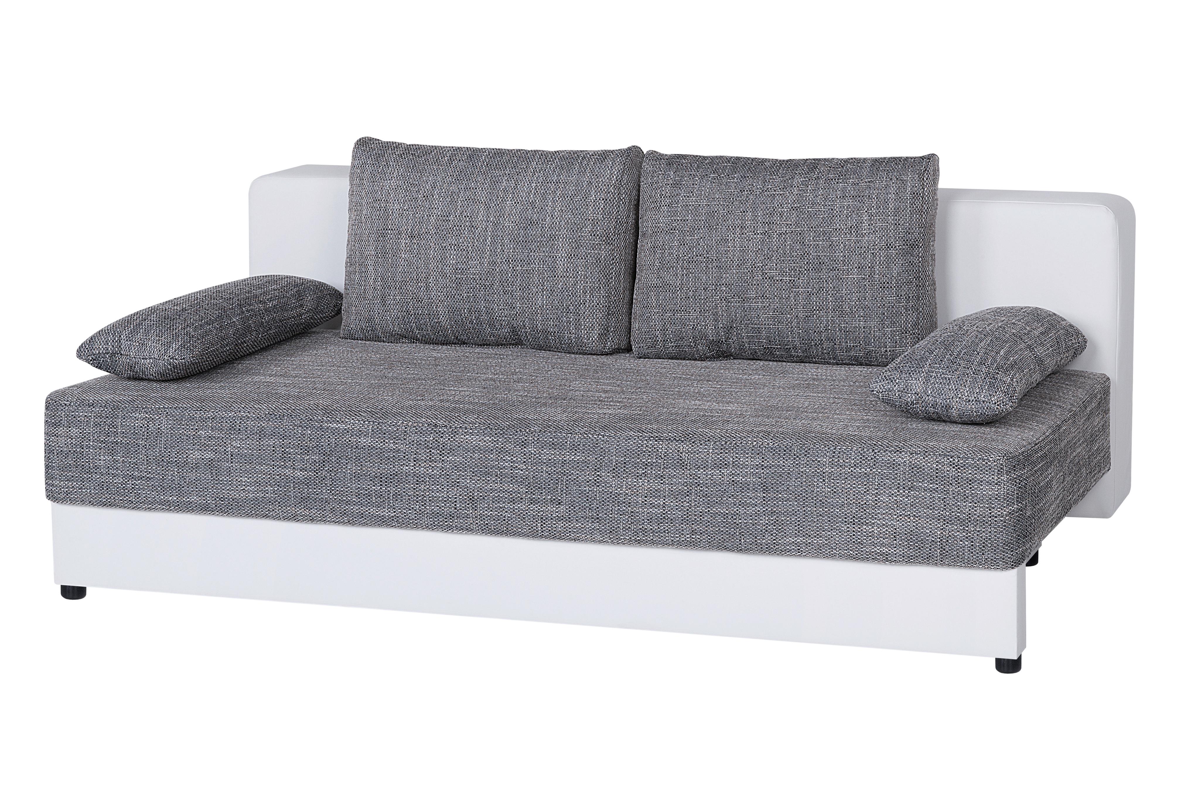 Schlafsofa mit Bettkasten Lucy Weiß/Grau