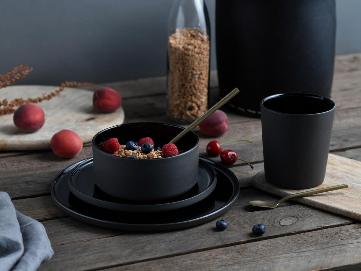 Kaffeebecherset Futuro Schwarz L: 22,5 cm - Schwarz, Basics, Keramik (22,5/22,5/13,5cm) - Creatable