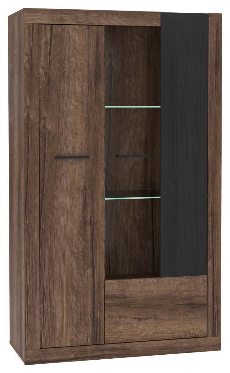 Vitrin Trass - fekete/tölgyfa, Konventionell, műanyag/faalapú anyag (93,1/158,5/41,3cm)