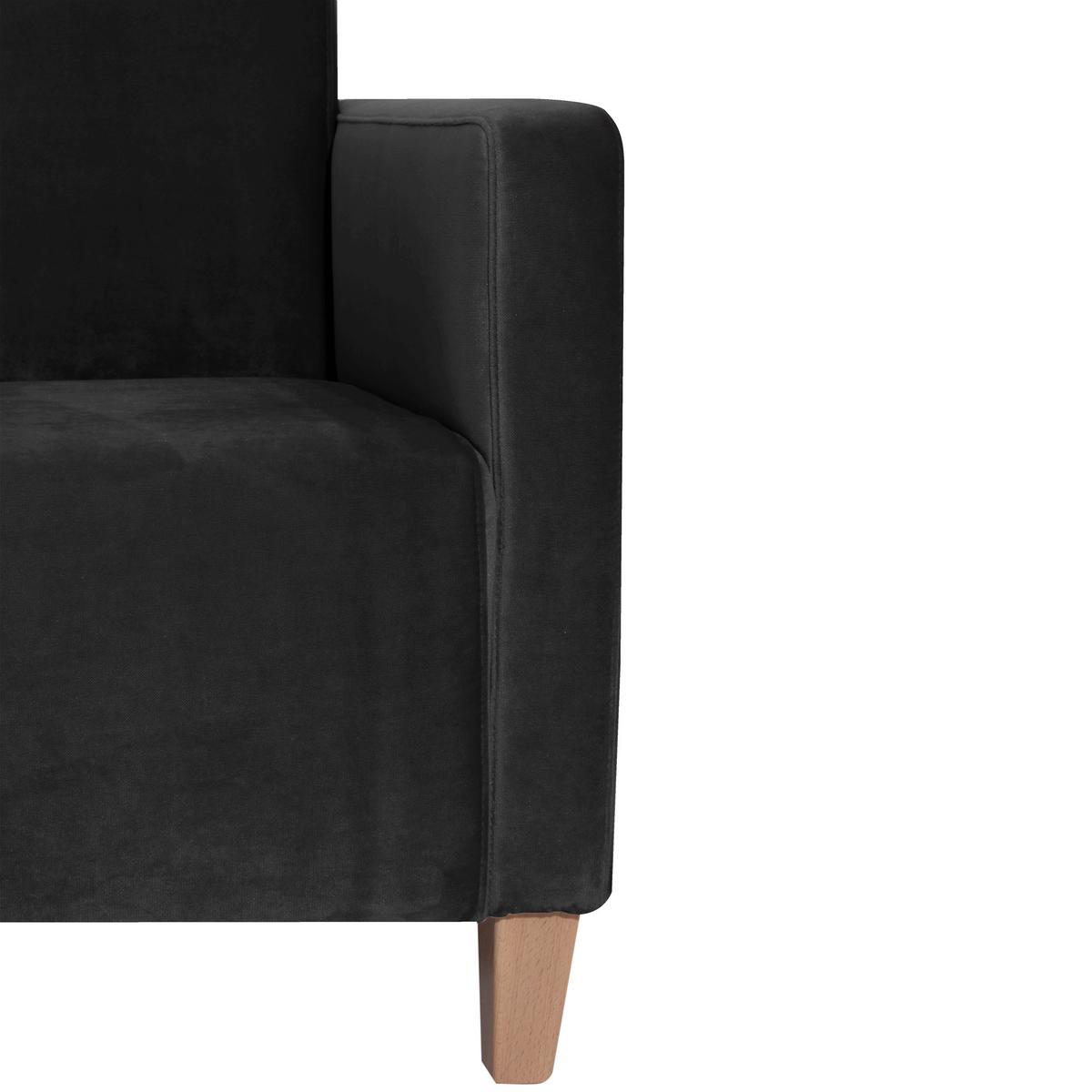 Polstersessel Mit Armlehnen Milla Samt/velours Schwarz - Schwarz/Naturfarben, Design, Textil (71/81/70cm) - Max Winzer