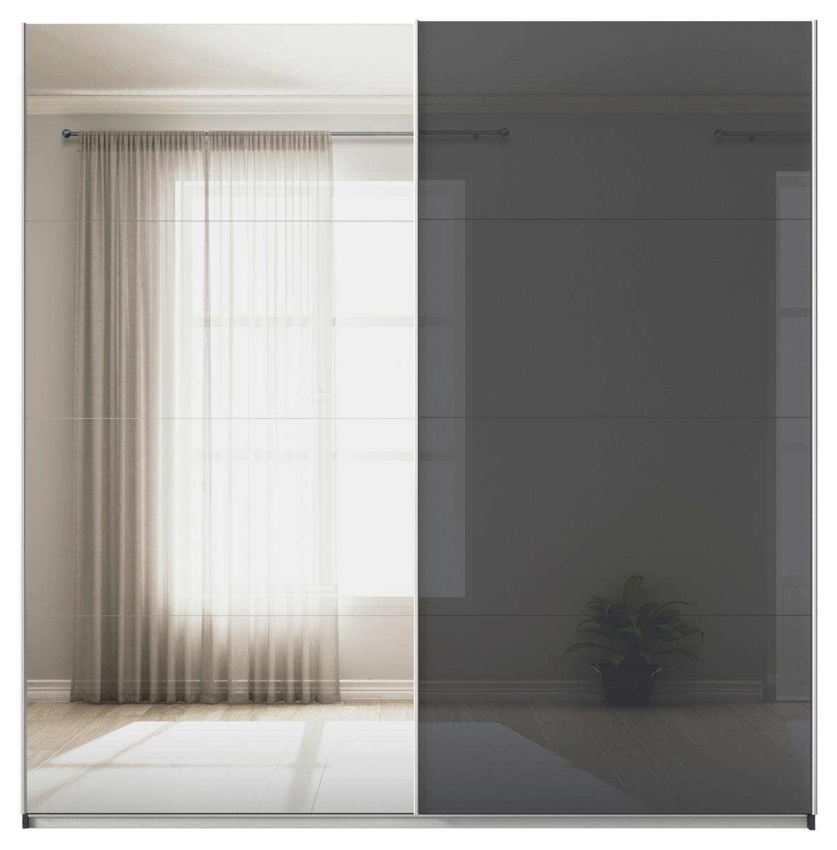 Tolóajtós Szekrény Feldkirch 225/229 Cm - ezüst/magasfényű antracit, Modern, faalapú anyag/Üveg (225/229/62cm)