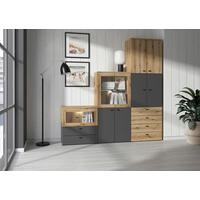 Stapelprogramm Sixty-Four - Eichefarben/Anthrazit, Trend, Holzwerkstoff (192/192/35cm)