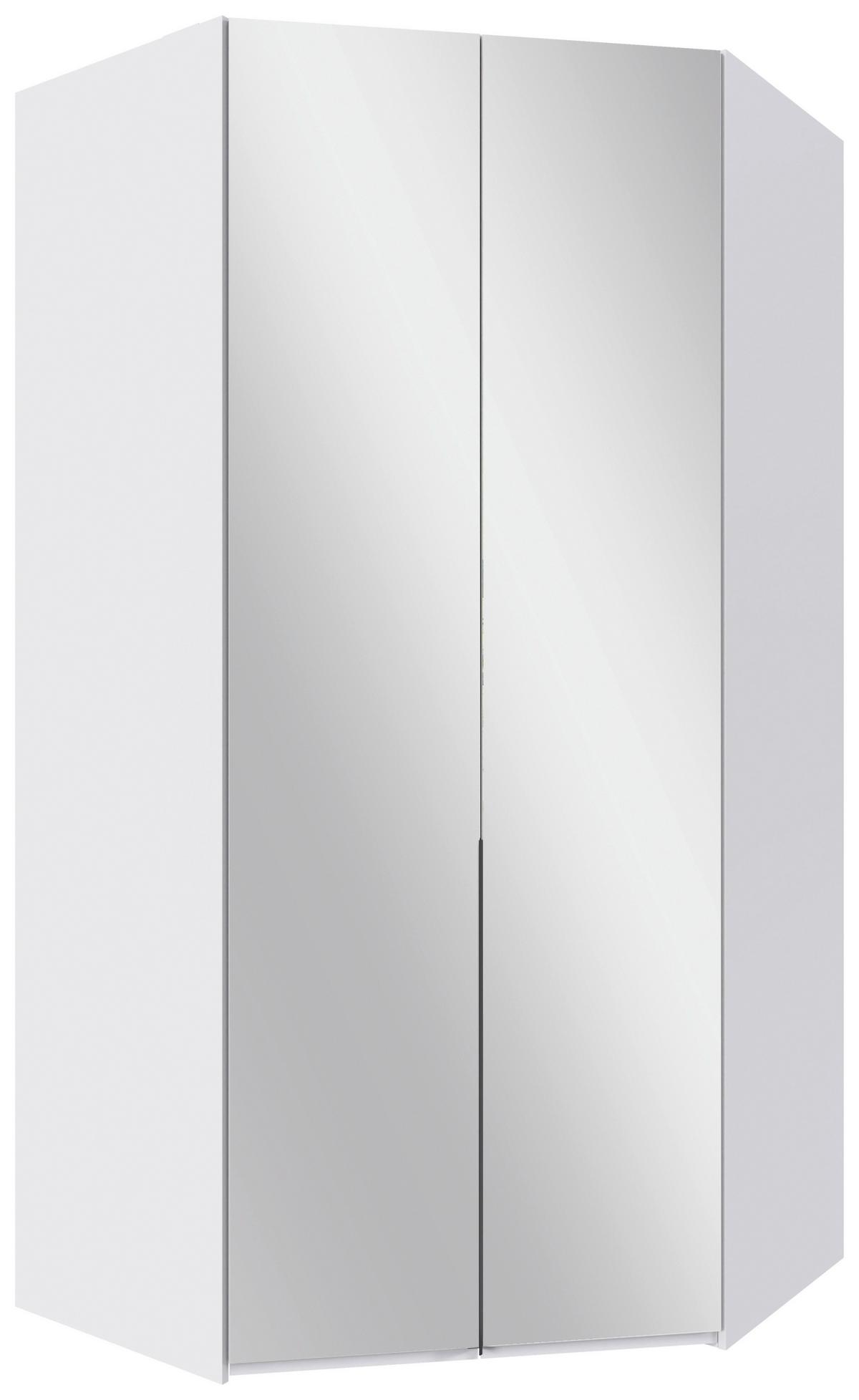 Eckkleiderschrank Ny A Black, Weiß B: 120 cm - Weiß, MODERN, Glas/Holzwerkstoff (120/236/120cm) - MID.YOU