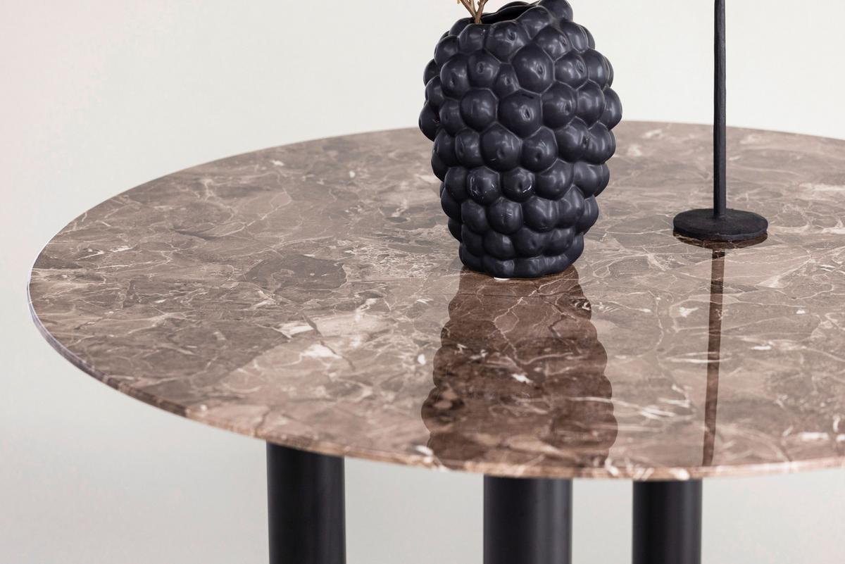 Esstisch Havsten - Dunkelbraun/Schwarz, Design, Holzwerkstoff/Metall (106/106/75cm) - Livetastic