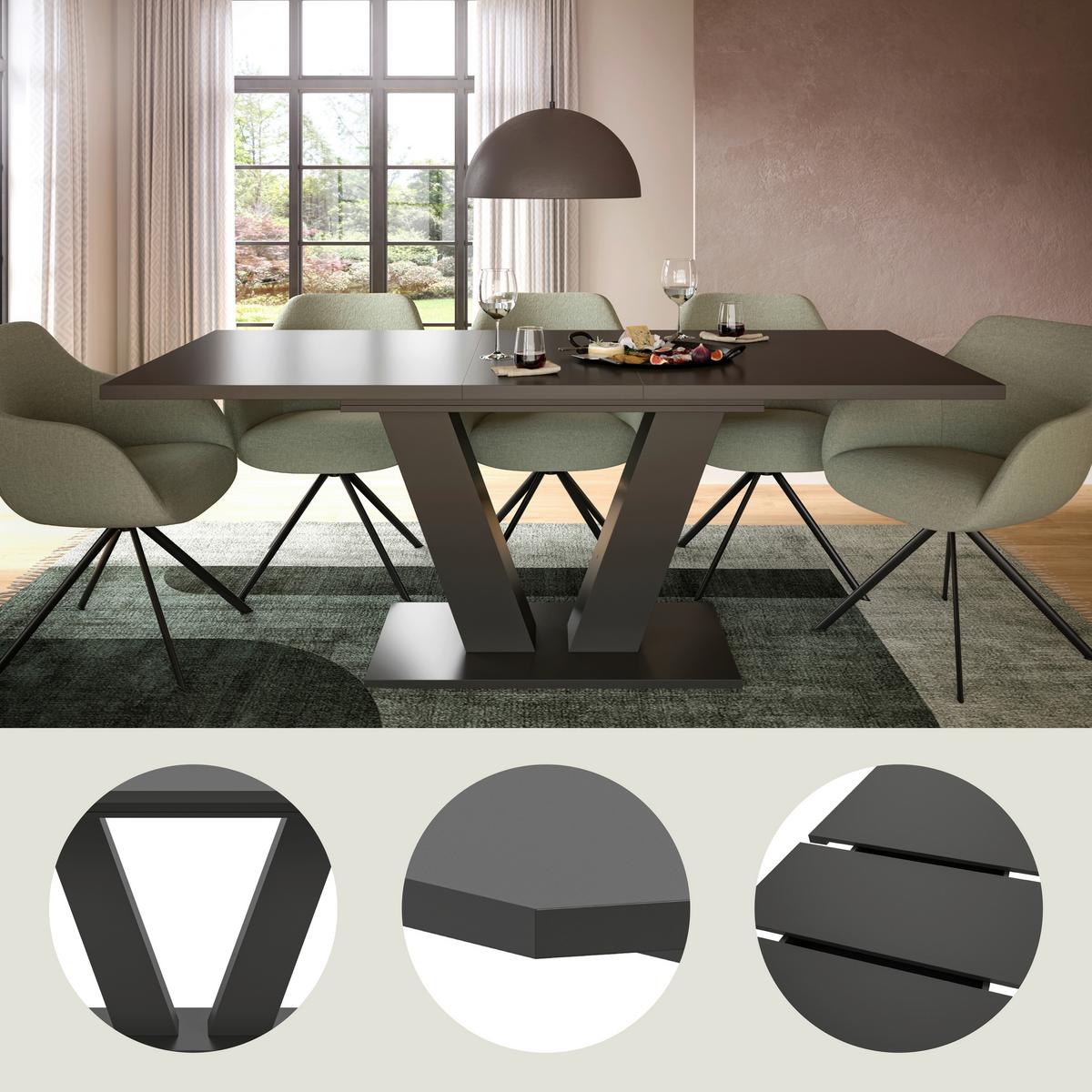 Ausziehtisch Marlon 150 Az Grau Auf 190 Cm Ausziehbar - Grau, Trend, Holzwerkstoff (150-190/90/75cm) - MID.YOU