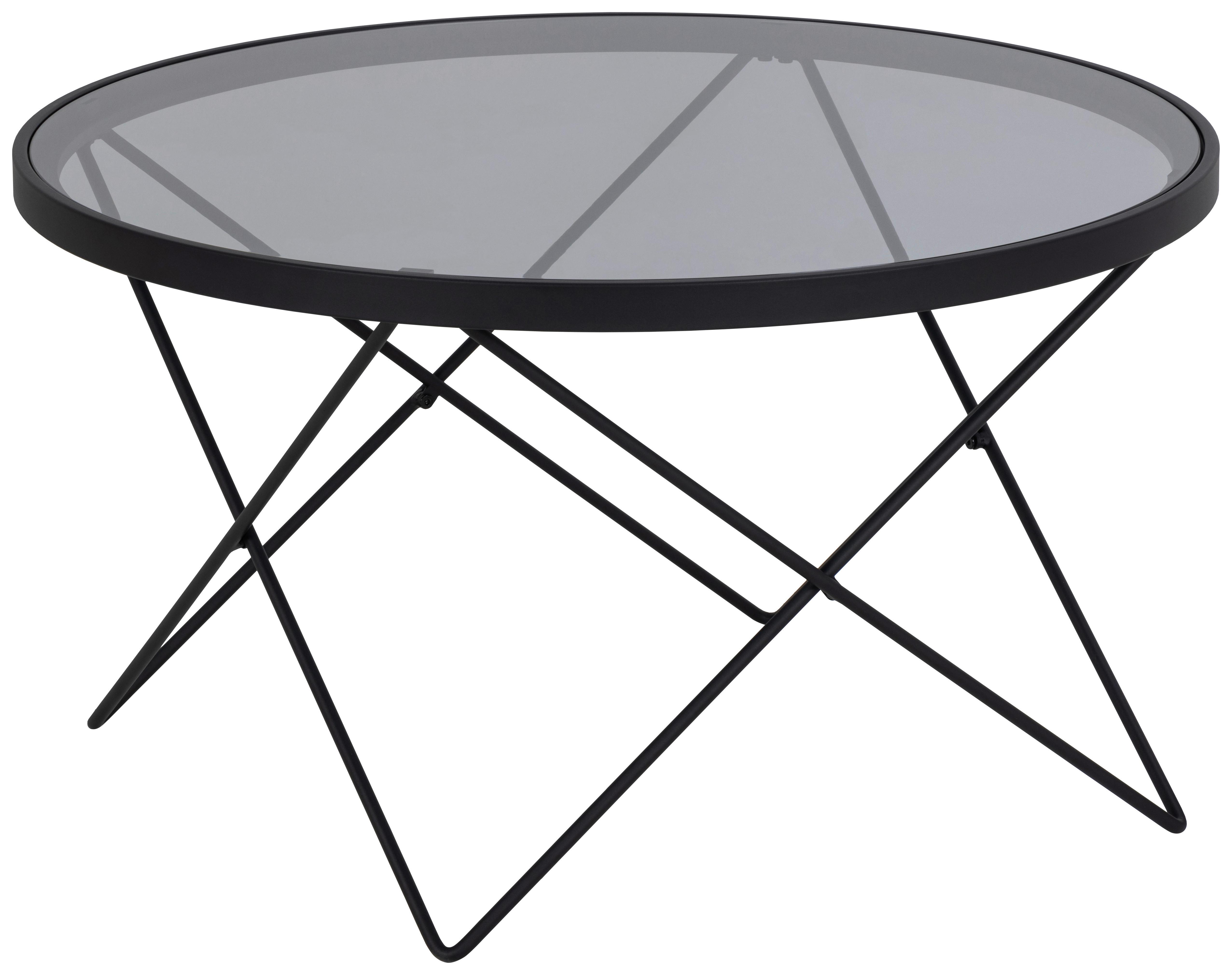 Konferenční stolek CUXTON 80 - šedá/černá, Design, kov/sklo (80/45/80cm) - Livetastic