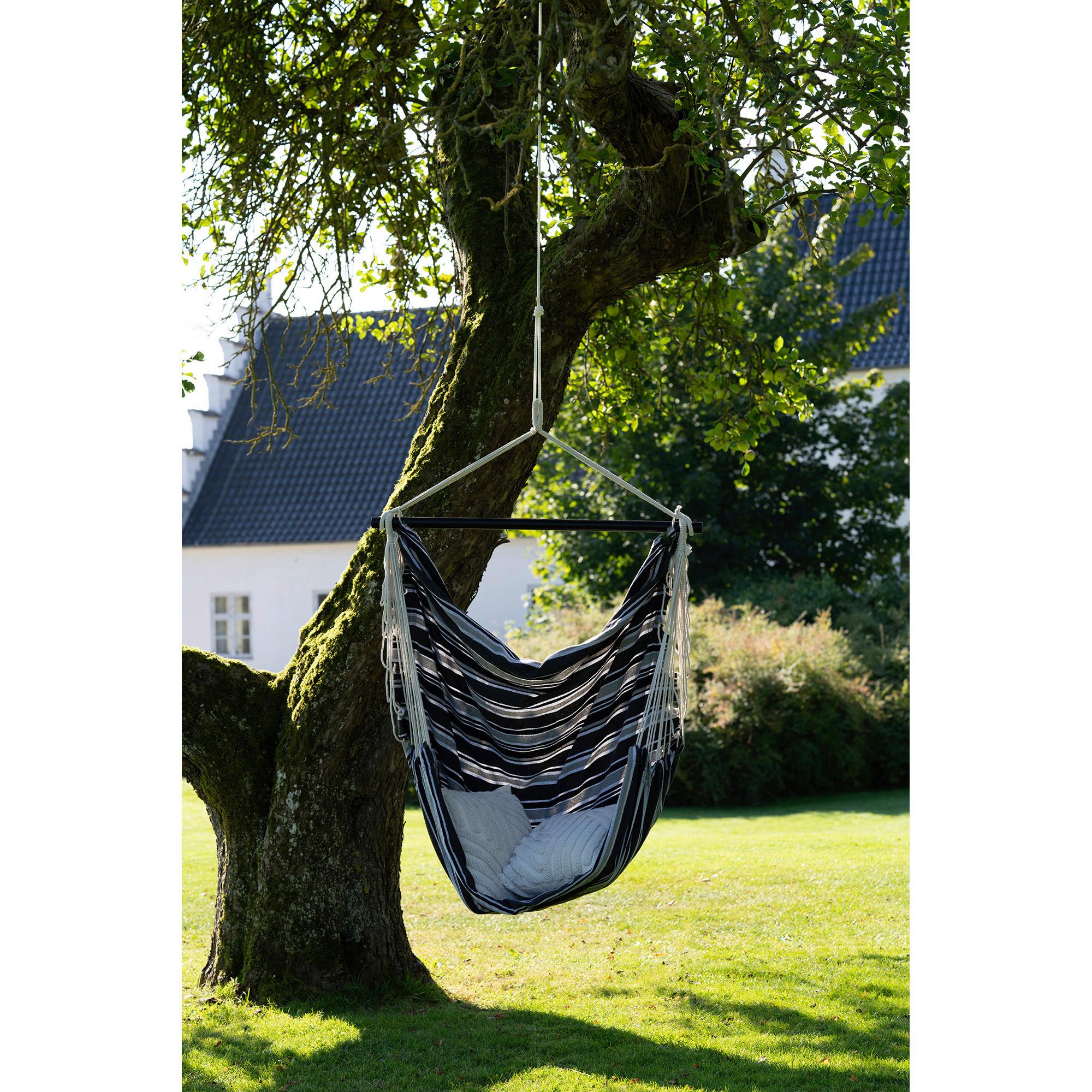 Hängematte Lamia Grau Schwarz Weiß B: 30 cm - Schwarz/Weiß, MODERN, Holz/Kunststoff (130/185/100cm) - MID.YOU