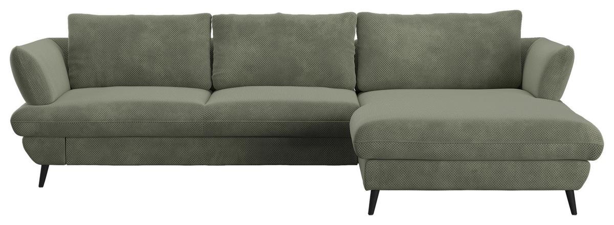 Ecksofa Balou, Grün S: 281x181 cm - Schwarz/Grün, Design, Textil (281/181cm) - Livetastic
