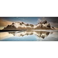 Wandbild Reflections Berglandschaft 117x49 cm - Blau/Anthrazit, Basics, Holzwerkstoff (117/49/1,9cm)
