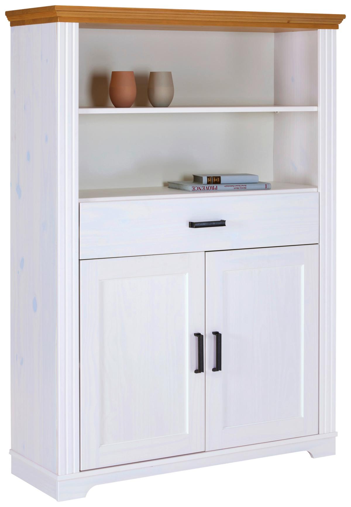 Vitrine Maluno - Eichefarben/Weiß, MODERN, Holz (117/163/41cm) - Livetastic
