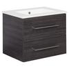 Waschbecken mit Unterschrank Perfekt B: 62,5 cm Dunkelbraun - Dunkelbraun/Weiß, MODERN, Keramik/Holzwerkstoff (62,5cm) - MID.YOU