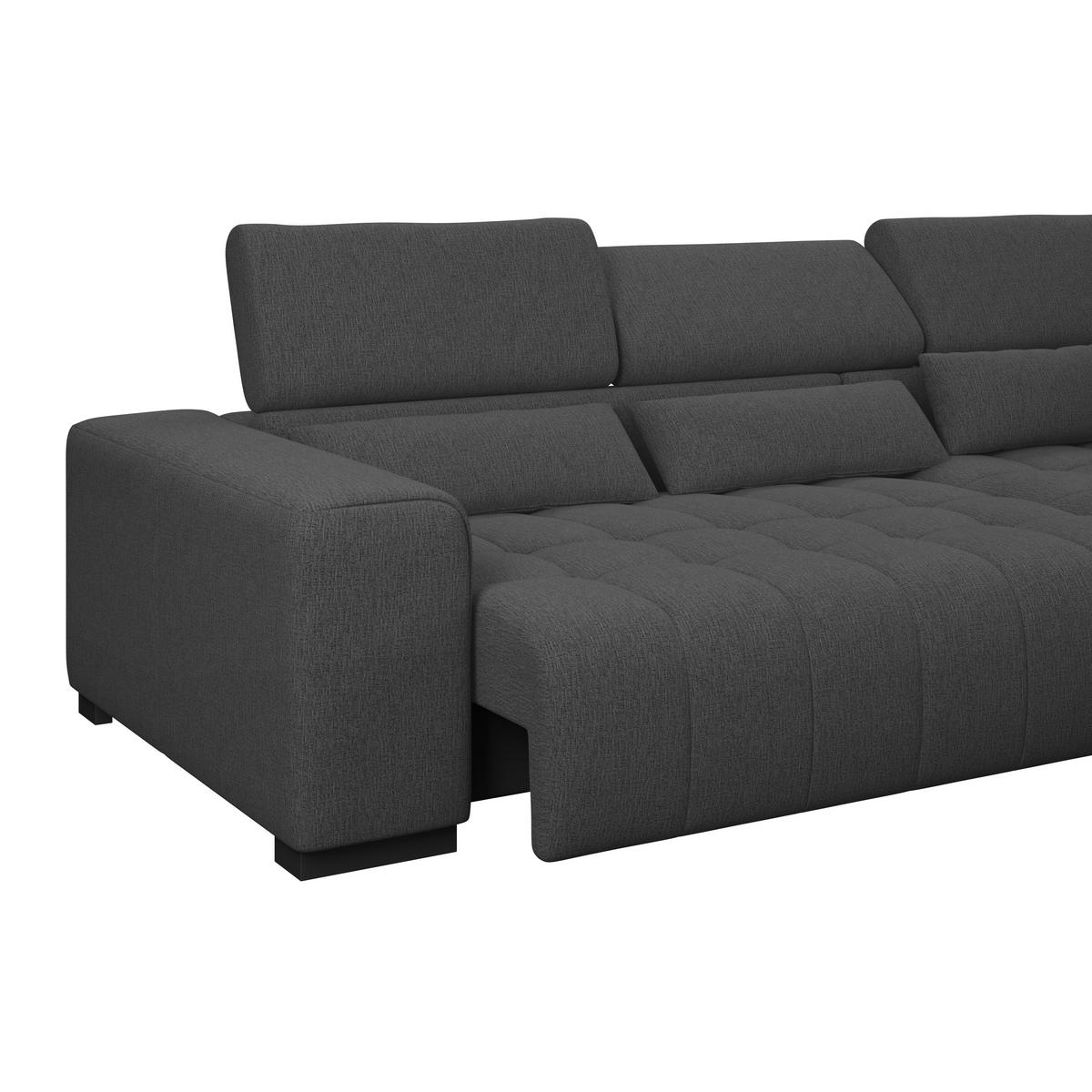 Ecksofa Matera Schwarz/Weiß S: 311x226cm - Schwarz/Graphitfarben, Trend, Textil (311/226cm)