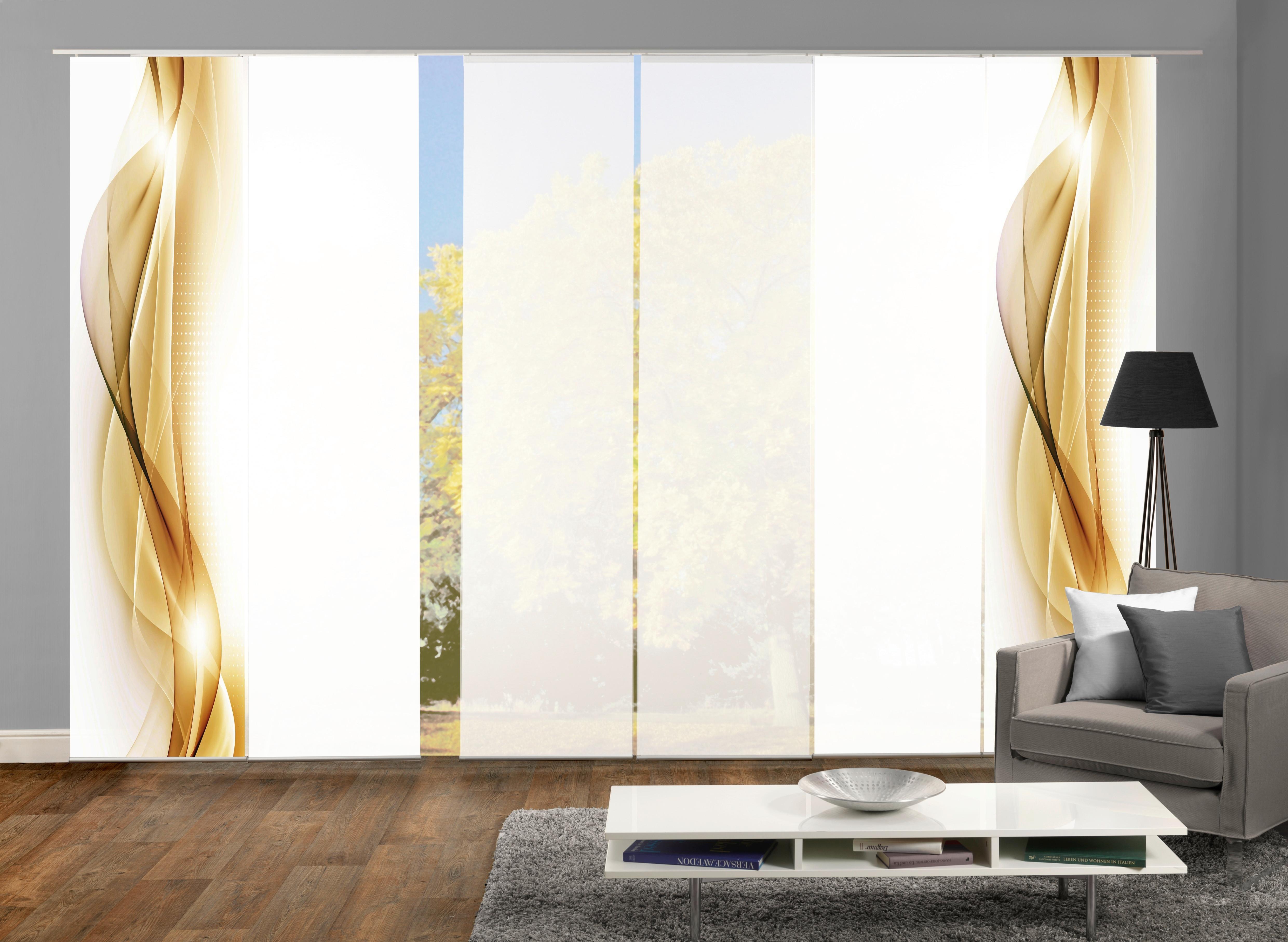 Flächenvorhang 6-Tlg. Neblana B: 60 cm, Gold - Goldfarben, Basics, Textil (60/245cm)