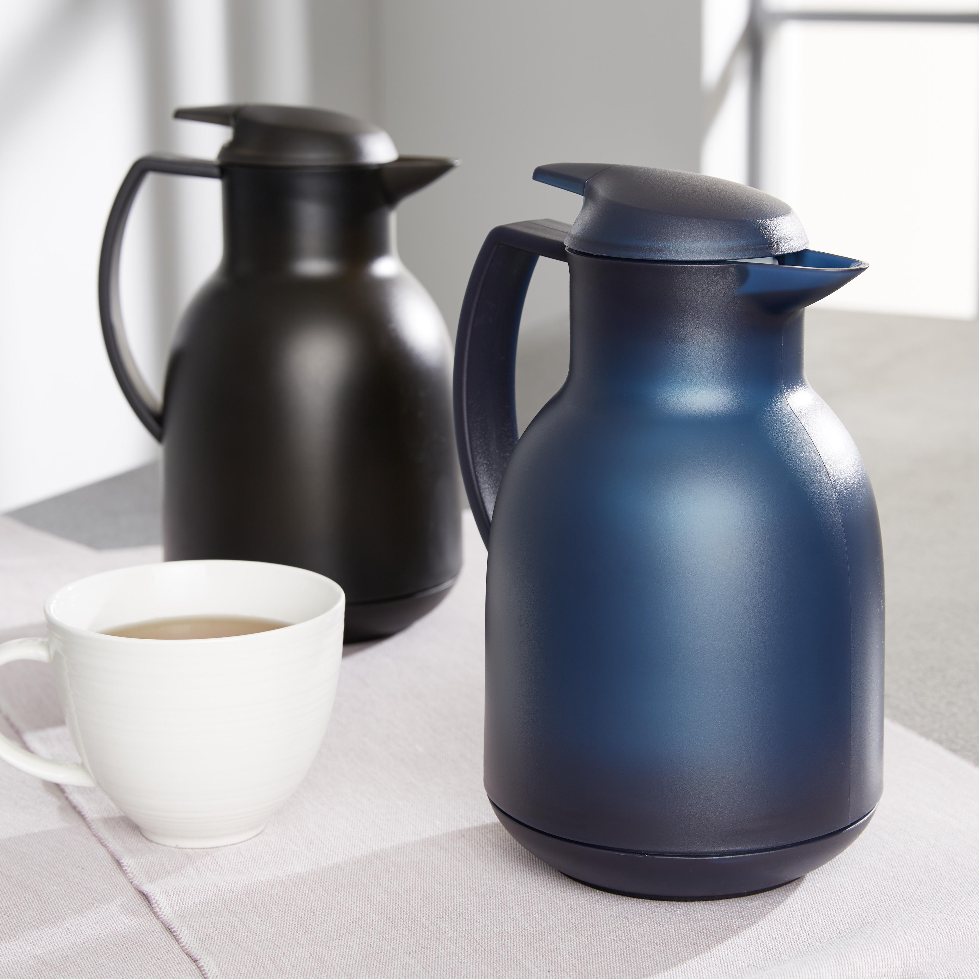 Thermoskanne Schwarz Mit Ausgießer Irene, ca. 1 L - Schwarz, KONVENTIONELL, Glas/Kunststoff (30/19/50cm) - Leifheit