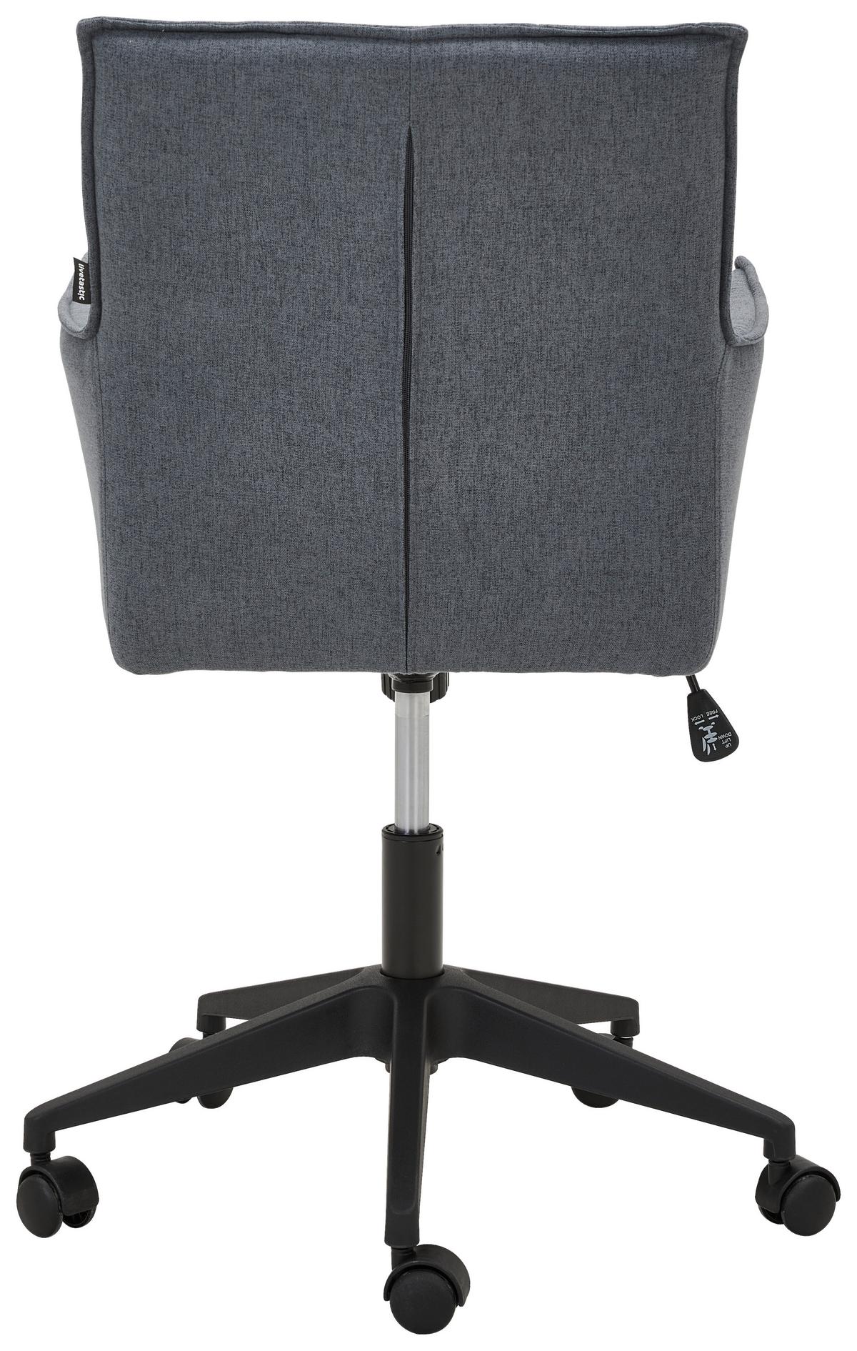 Drehstuhl Edwin höhenverstellbar Grau/Schwarz - Schwarz/Grau, MODERN, Kunststoff/Textil (60/79-90/63cm) - Livetastic