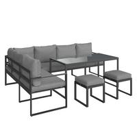 Lounge-garnitúra Leon - szürke, Modern, Üveg/fém (176/239cm) - Beldano