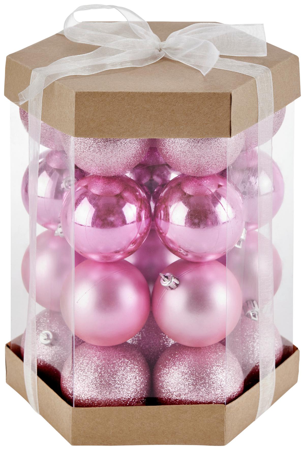 Karácsonyfagömbszett Daya - pink, Basics, műanyag (6cm) - Luca Bessoni