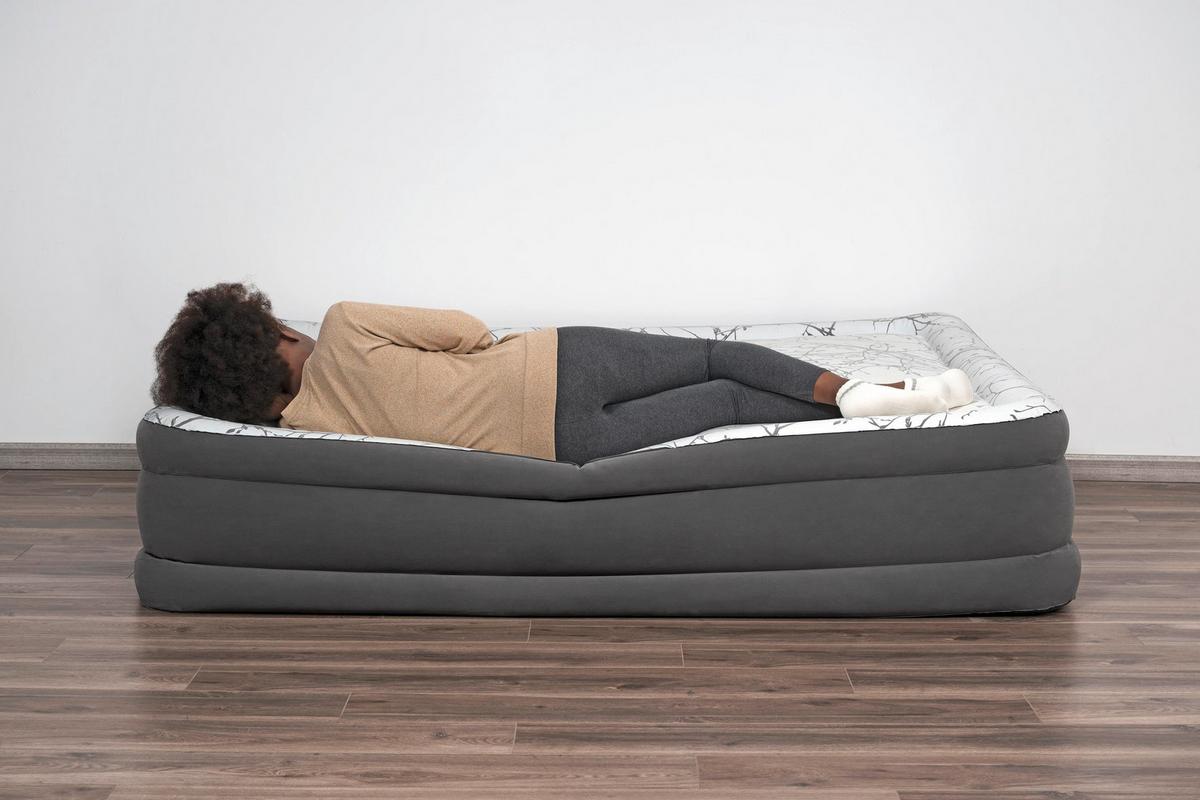 Luftbett Lena 203x152x36 Cm Bis 300kg, Inkl. Pumpe - Dunkelgrau/Schwarz, KONVENTIONELL, Kunststoff/Metall (203/152/36cm) - Bestway