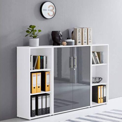 Office Edition B: 173 cm Weiß/Anthrazit - Anthrazit Hochglanz/Weiß, MODERN, Holzwerkstoff (173/114/33cm) - MID.YOU