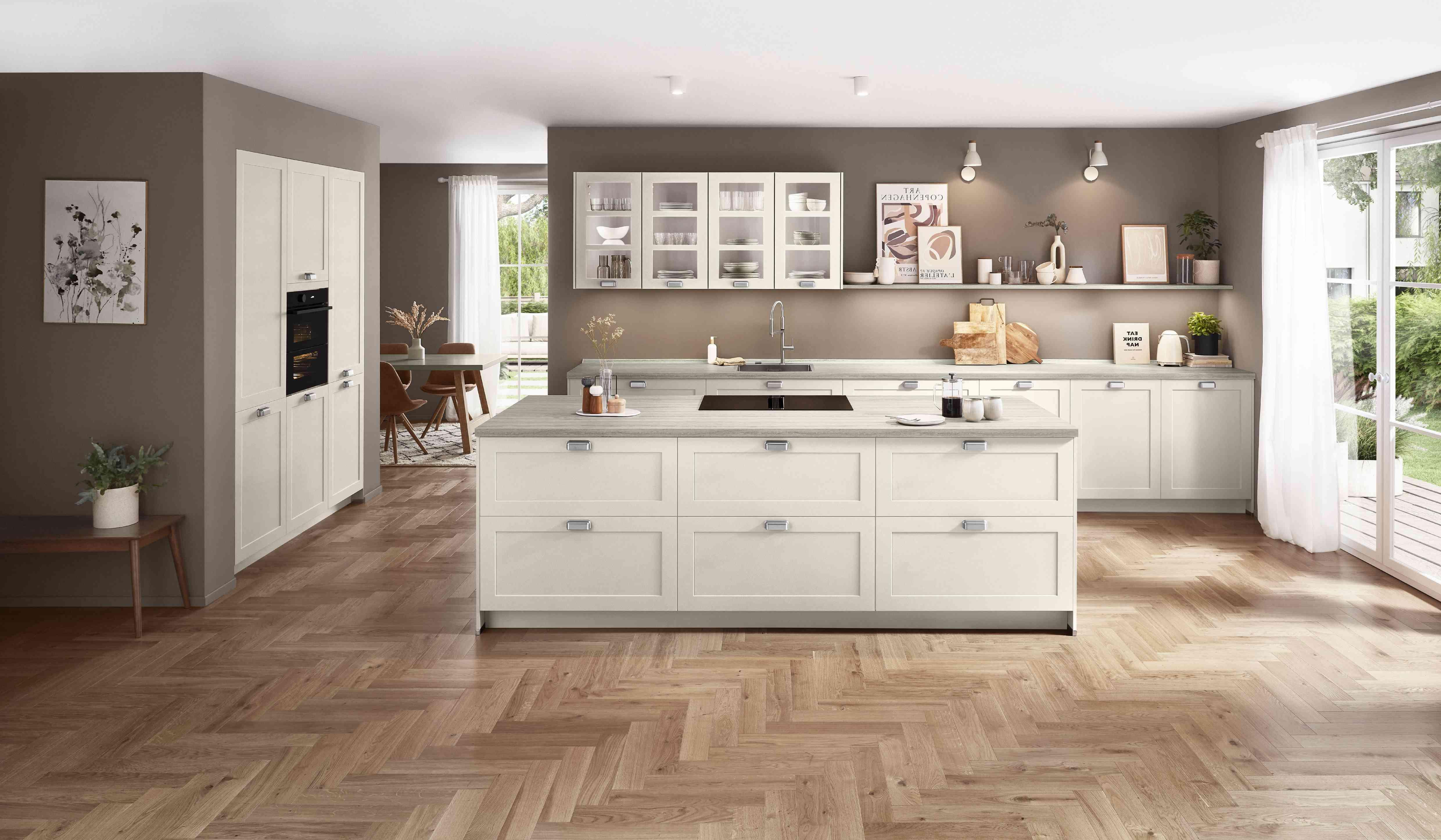 Einbauküche Neapel Frei Planbar Landhausstil - Sandfarben, MODERN, Holzwerkstoff - Vertico