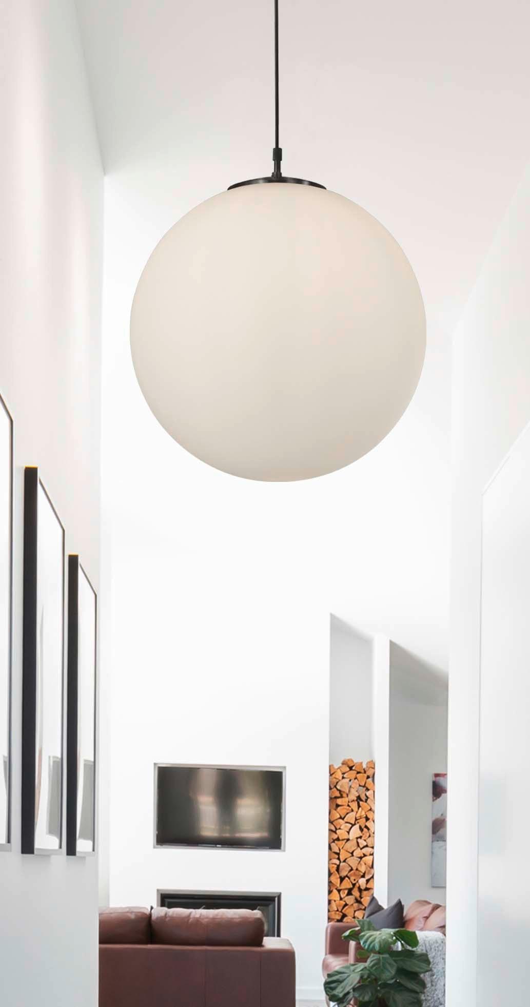 Hängeleuchte Atom H. 120 cm 1-Flammig, höhenverstellbar - Schwarz/Weiß, KONVENTIONELL, Glas/Metall (40/120cm)