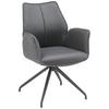 Armlehnstuhl Darcy Lederlook Grau 360° Drebhbar - Schwarz/Grau, KONVENTIONELL, Textil/Metall (61/82,5/61cm) - Livetastic