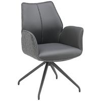 Armlehnstuhl Darcy Lederlook Grau 360° Drebhbar - Schwarz/Grau, KONVENTIONELL, Textil/Metall (61/82,5/61cm) - Livetastic