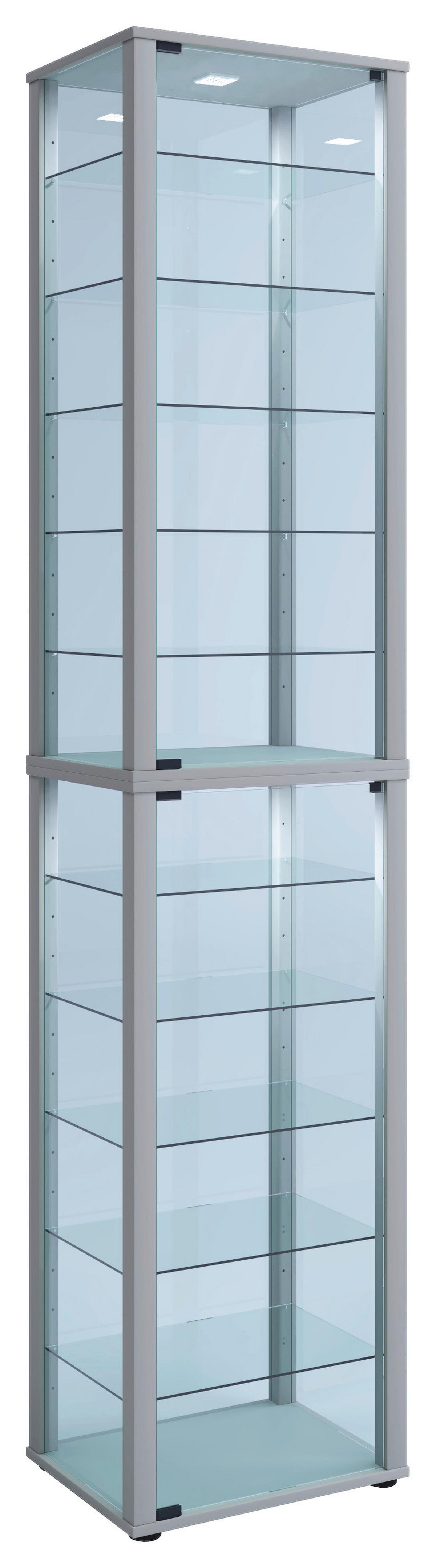 Vitrine Kavisa Silberfarben B: 50 cm - Silberfarben/Schwarz, MODERN, Glas/Holzwerkstoff (50/227/38cm) - MID.YOU