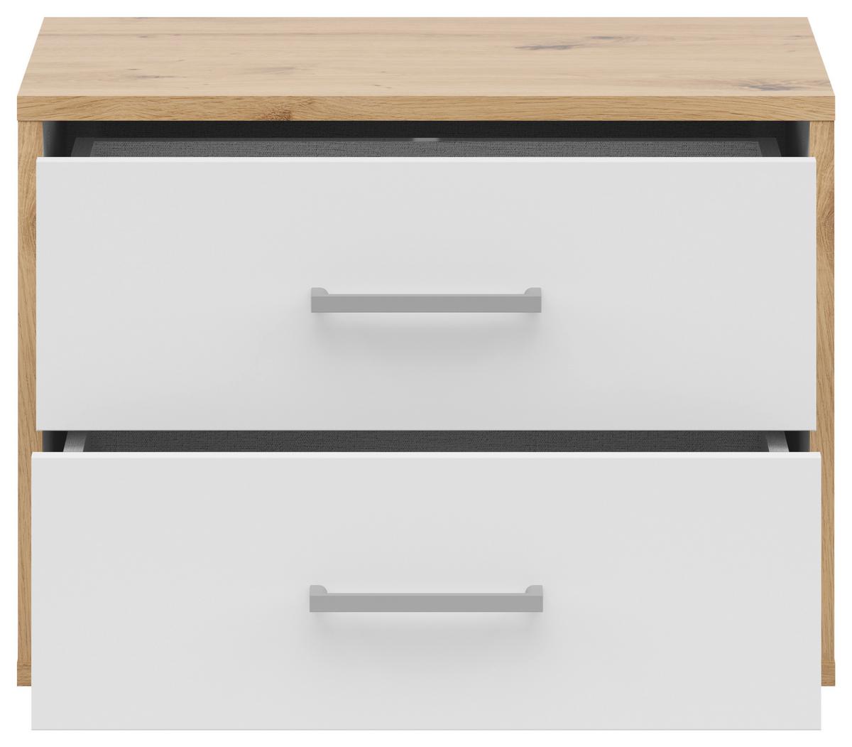 Éjjeliszekrény Smart 2 50/38cm - szürkésfehér/Artisan tölgy, Basics, faalapú anyag (50/38/35cm)